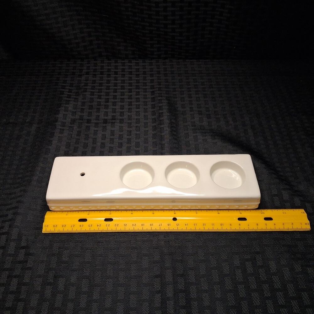 Nora Fleming Pearl Dot Triple Tealight Votive Holder Retired Ceramic White